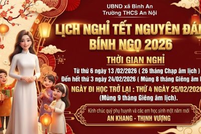 THÔNG BÁO LỊCH NGHỈ TẾT NGUYÊN ĐÁN BÍNH NGỌ 2026